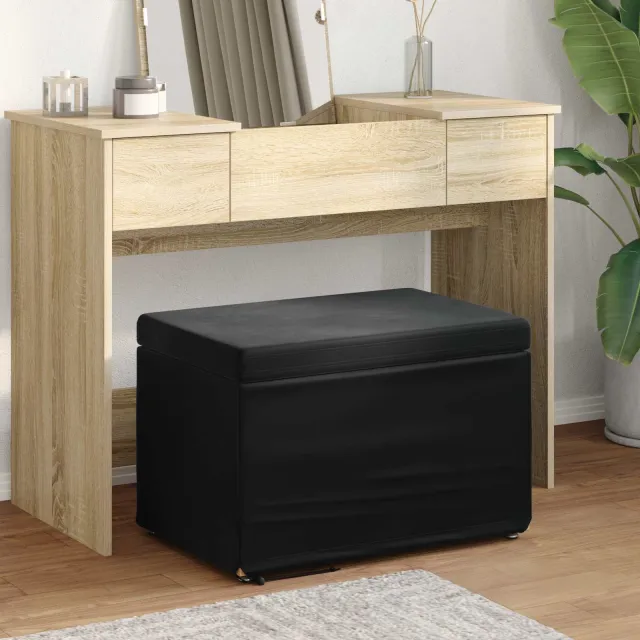 vidaXL Kruk Zwart 61 x 41 x 40 cm Velvet en Gefabriceerd Hout, foto 2