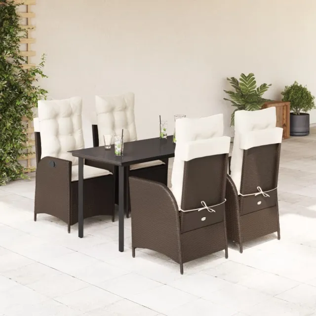 vidaXL 5-delige Tuinset met kussens poly rattan bruin, foto 2