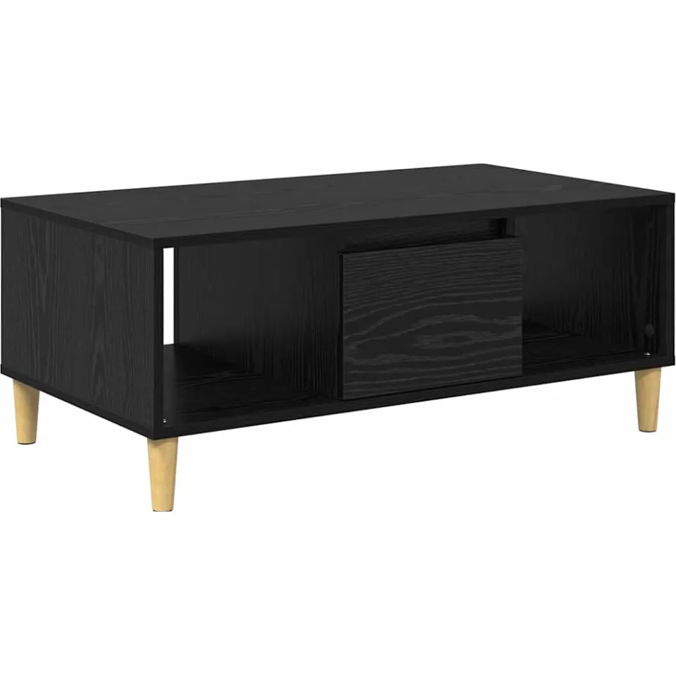 vidaXL Salontafel Zwart Eiken 90 x 50 x 26.5 cm Bewerkt hout, foto 3