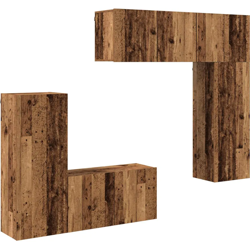 vidaXL TV-wandmeubel 5 st 100 x 30 x 41 cm Oud Hout Bruin