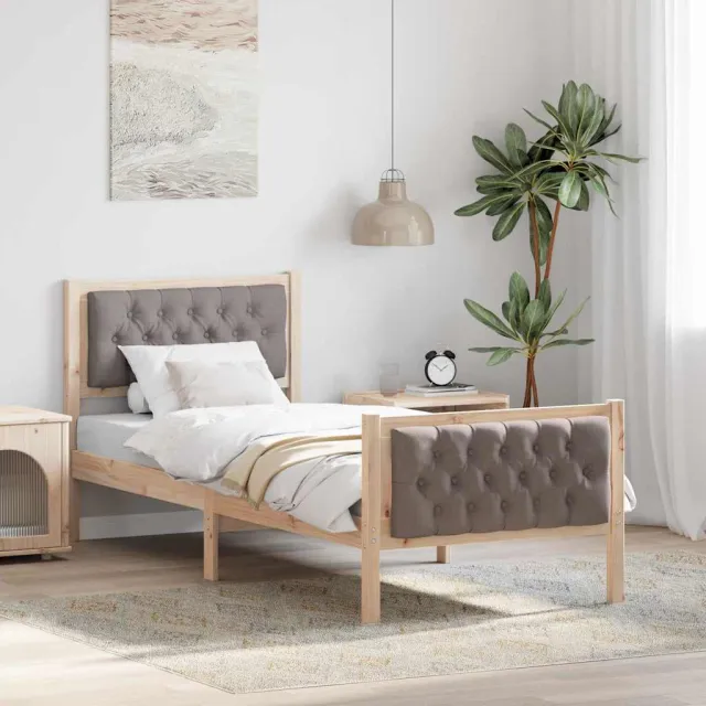 vidaXL Bedframe met hoofdeinde Taupe 80 x 200 cm Massief grenenhout Bruin