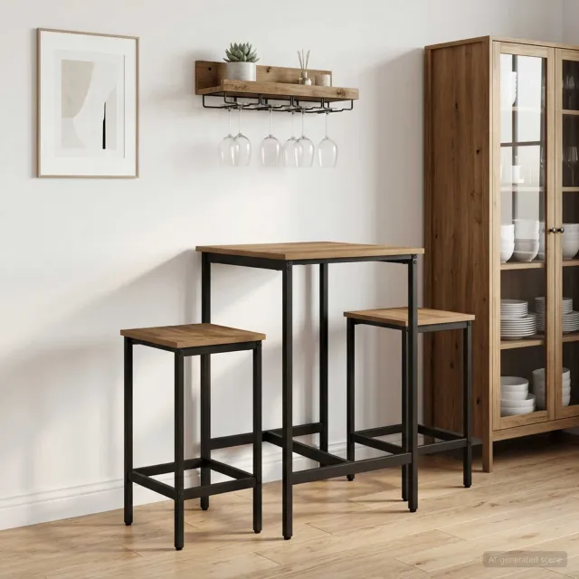 vidaXL Barkruk 2 st Artisanaal eiken 40 x 32 x 74 cm Bewerkt hout, foto 2