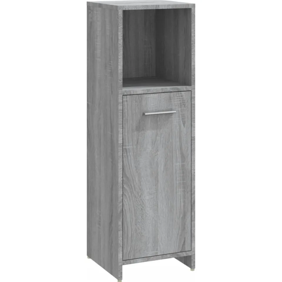 vidaXL Badkamerkast 30x30x95 cm bewerkt hout grijs sonoma eikenkleurig
