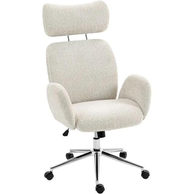 Homcom bureaustoel - Polyester, staal - 75 x 65 x 123 cm - Lichtgrijs