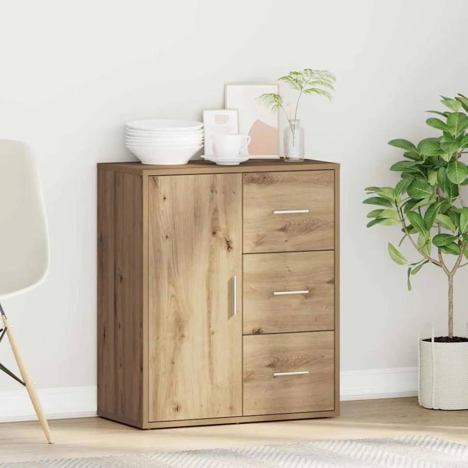 vidaXL Dressoir Artisan Eiken 60 x 31 x 70 cm Bewerkt hout, foto 4