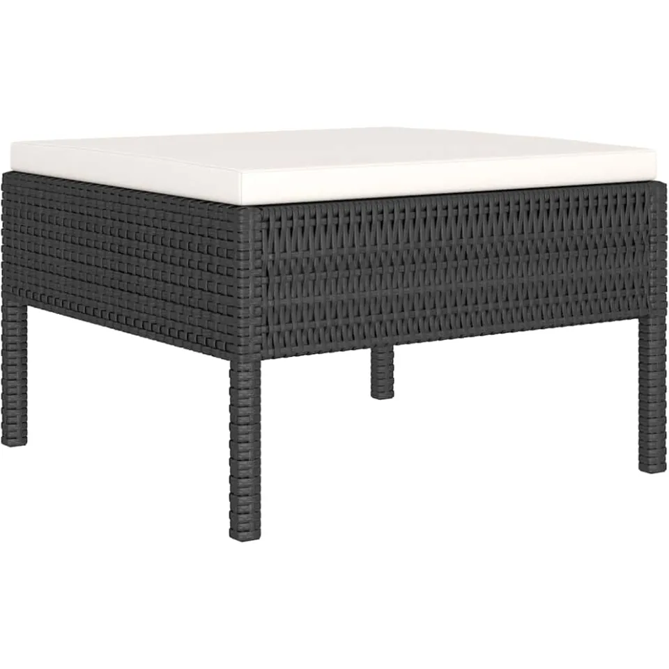 vidaXL 4-delige Loungeset met kussens poly rattan zwart, foto 4