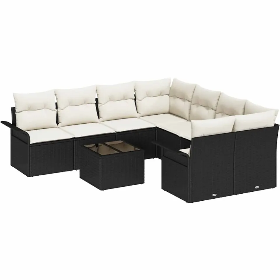 vidaXL Tuin Sofa Set 9 st Zwart poly rattan