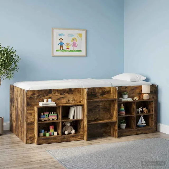 vidaXL Kinder Hoogslaper Gerookt eiken 75 x 190 cm Bewerkt hout Bruin