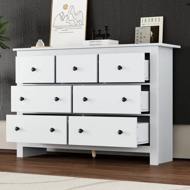STILVORA Dressoirs - Buffetkast Met 7 Laden - Moderne Opbergkast Voor Keuken En Eetkamer - 152×40×89 cm - Spaanplaat - Wit