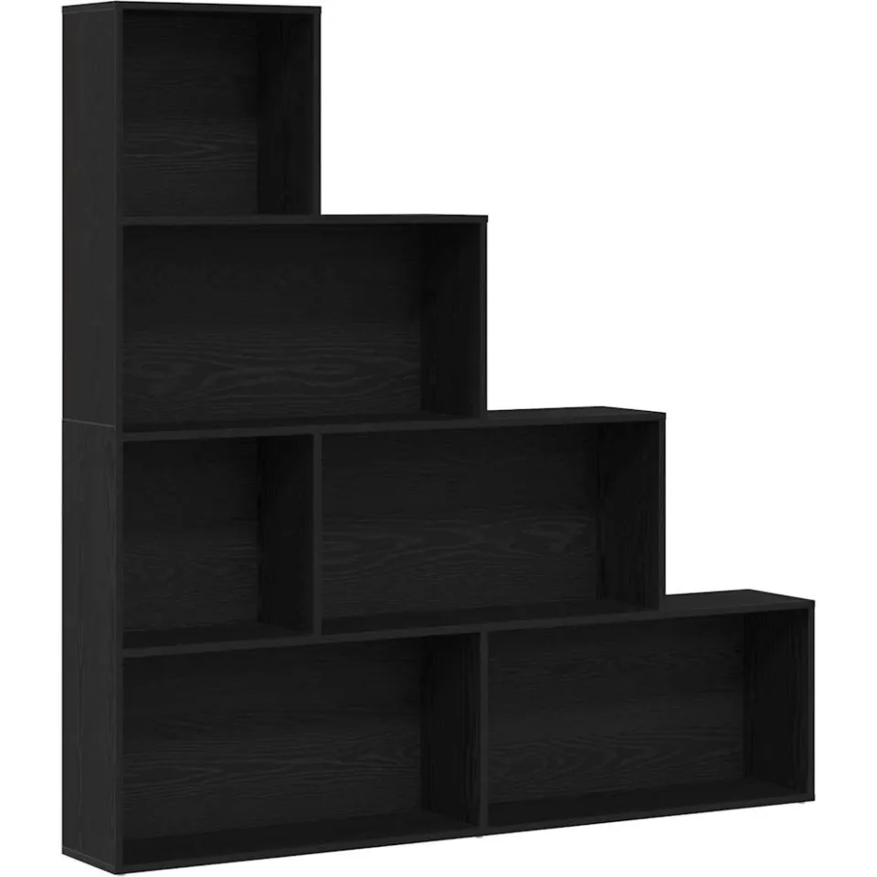 vidaXL Boekenkast 6-laags 155 x 24 x 160 cm Bewerkt hout Zwart Eiken, foto 3