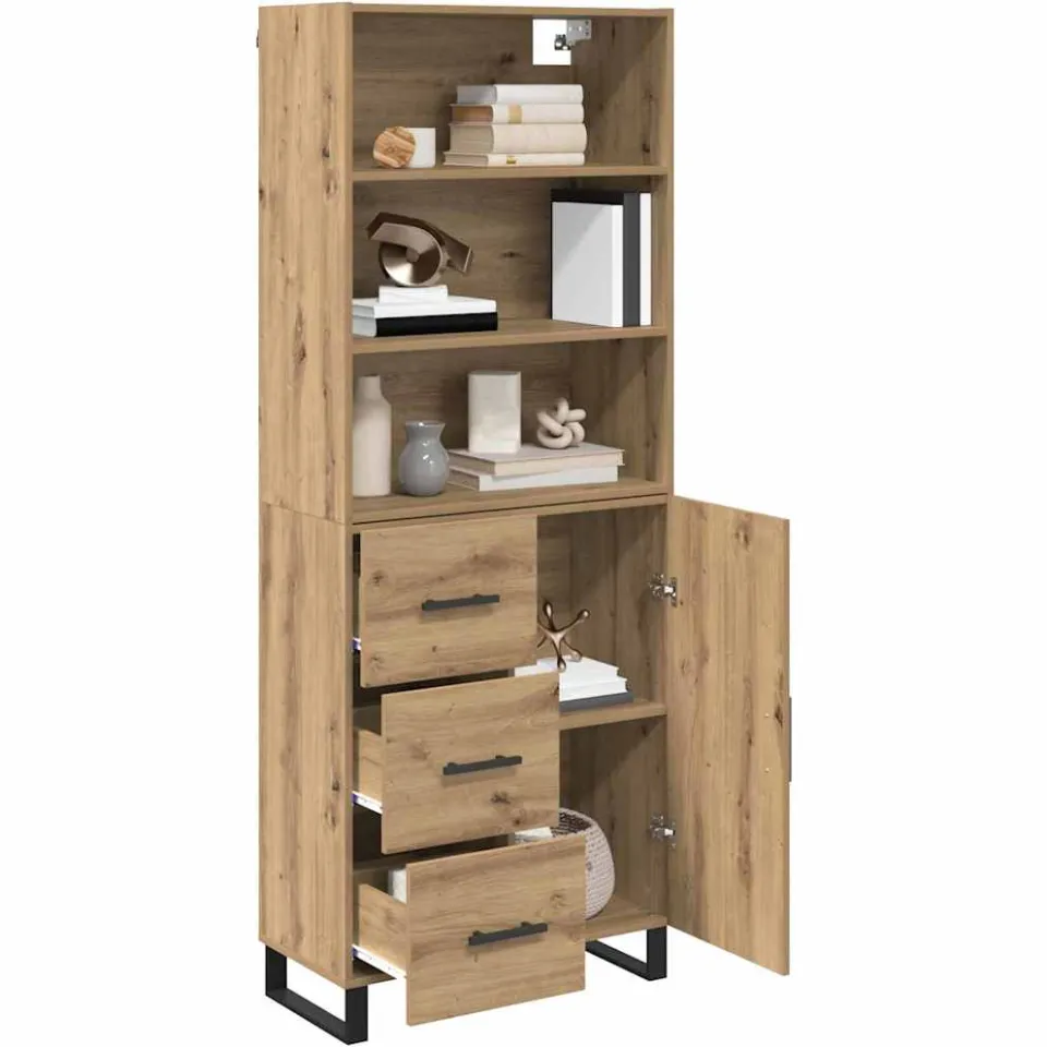 vidaXL Hoge kast 2 st Artisan Eiken 69,5 x 34 x 180 cm Bruin