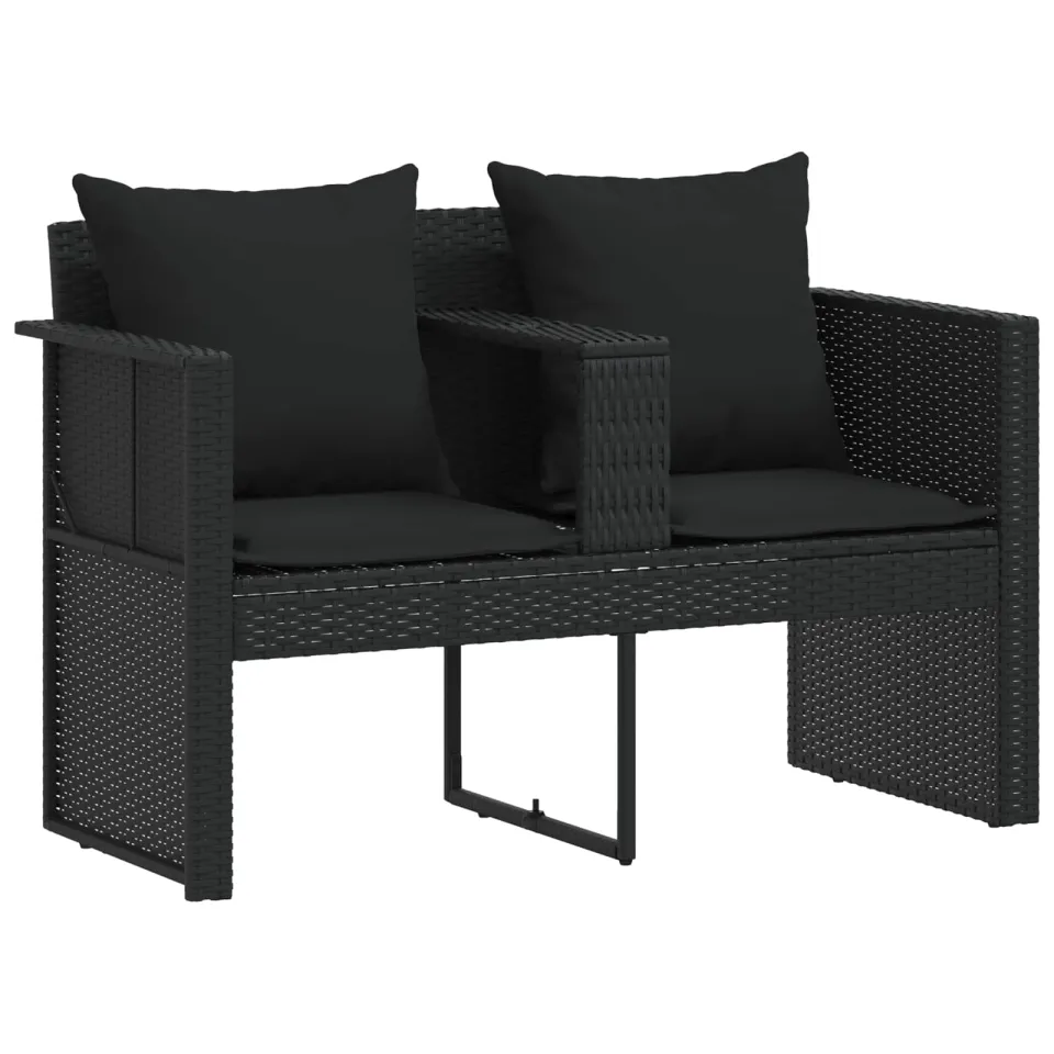 vidaXL Tuinbed met parasol poly rattan zwart, foto 4