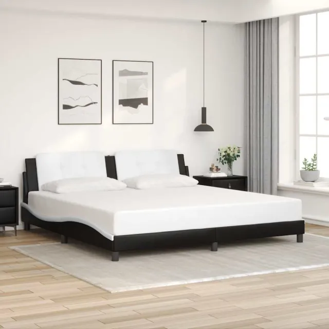 vidaXL Bedframe zonder matras "Zadar" kunstleer zwart en wit 200x200 cm