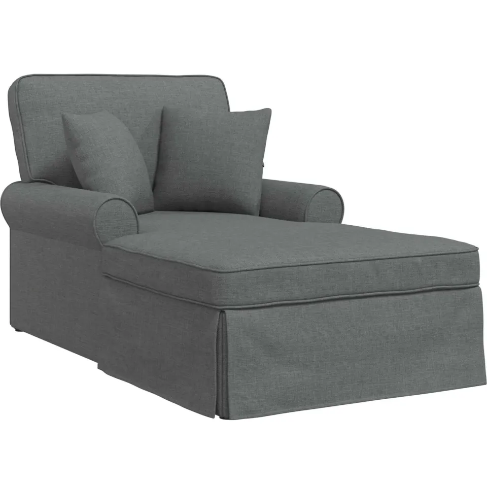 vidaXL Chaise Lounge met Rok 3 st Donkergrijs Stof 91 x 157 x 91 cm grijs, foto 4