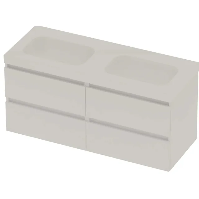 Basic-Line Moby 46 Badmeubelset Polystone 120x46x58 cm M46gwemw2x600 Mat White Glans Wit