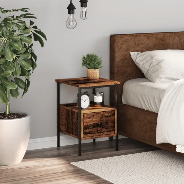 vidaXL Nachtkastje 34x36x50 cm bewerkt hout oud houtkleurig Bruin
