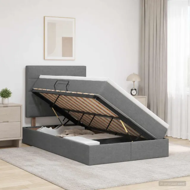 vidaXL Opslag bed met matras met opslag Donkergrijs 120 x 200 cm Stof