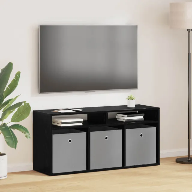 vidaXL Laagkast met lade Zwart Eiken 102 x 32 x 48,5 cm, foto 2