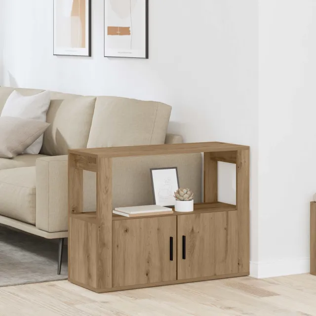 vidaXL Dressoir artisanaal eikenkleurig 80 x 30 x 60 cm Bewerkt hout Bruin