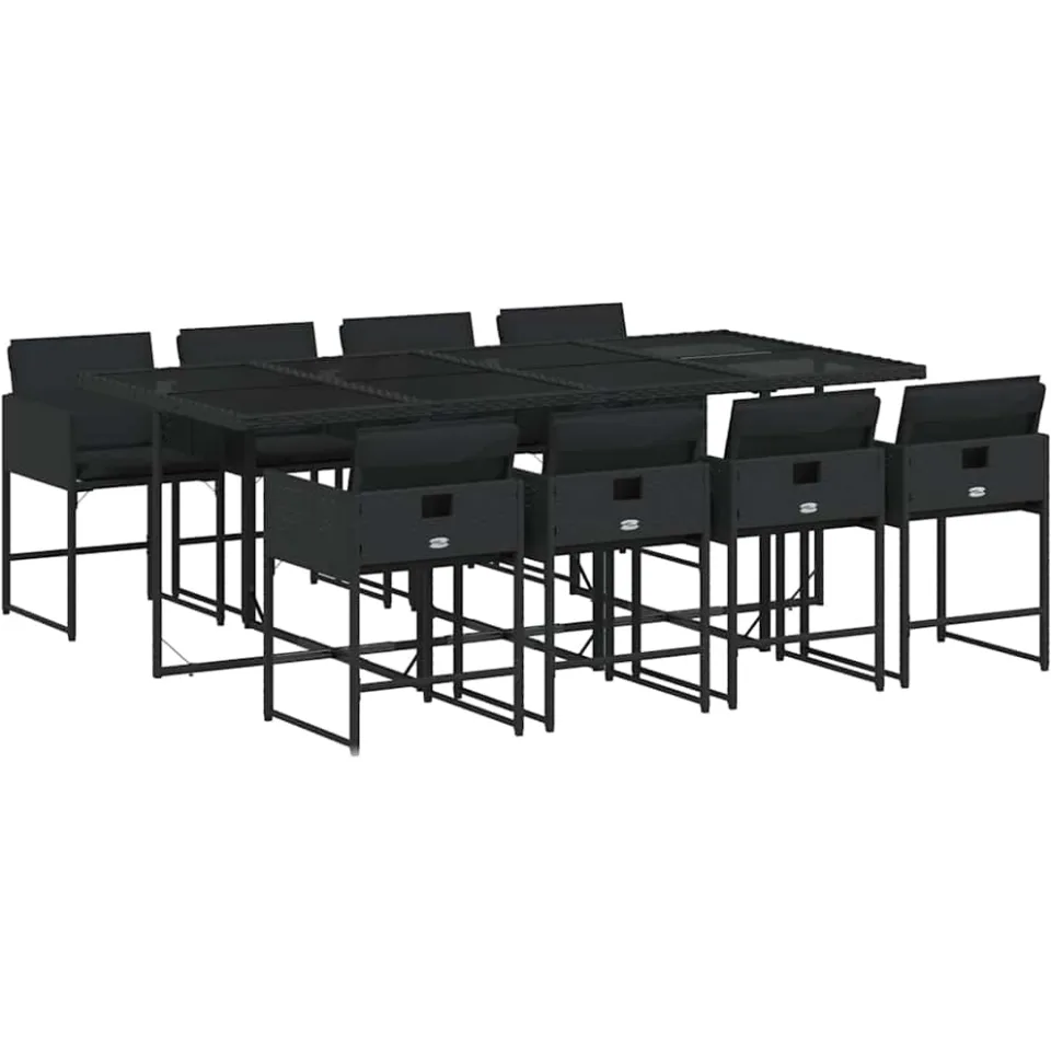 vidaXL 9-delige Tuinset poly rattan zwart, foto 3