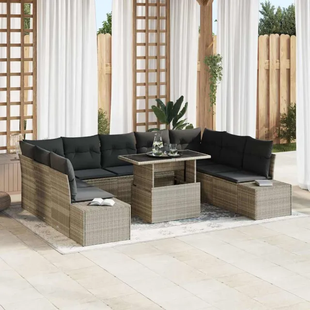 vidaXL Tuin Sofa Set 10 st Lichtgrijs poly rattan