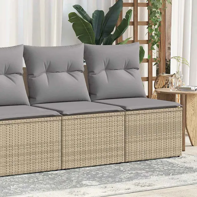 vidaXL 2-delige Loungeset met kussens poly rattan acacia beige, foto 2