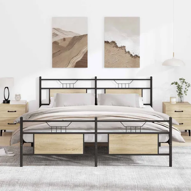 vidaXL Bedframe zonder matras metaal sonoma eikenkleurig 183x213 cm