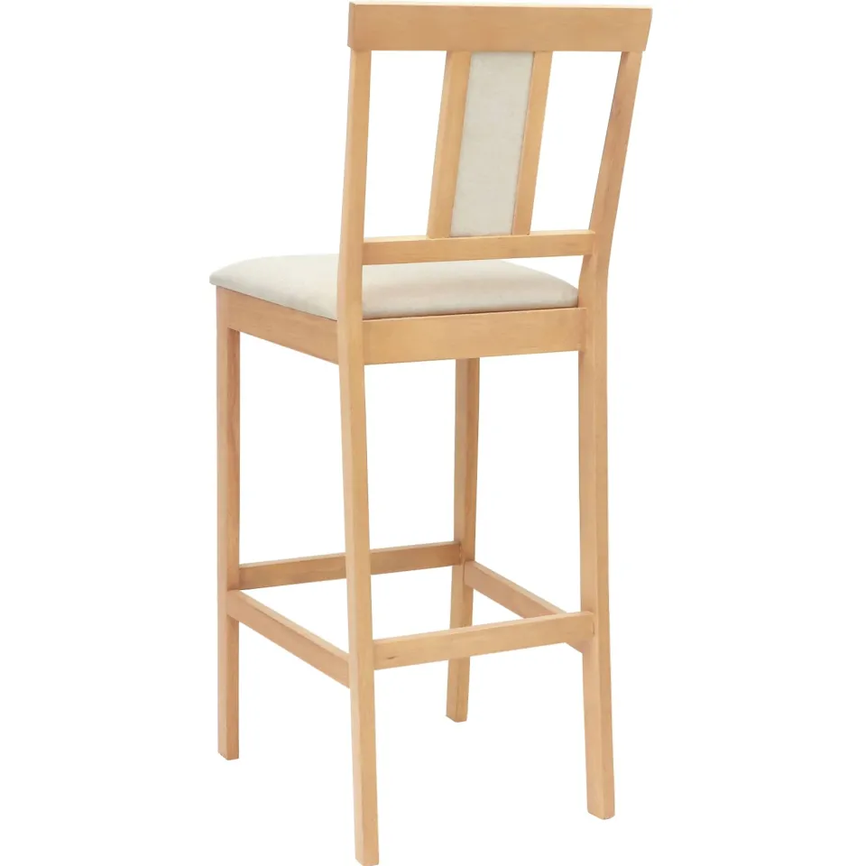vidaXL Barkruk 2 st Natuurlijk en Beige Massief Rubberhout en Stof, foto 4