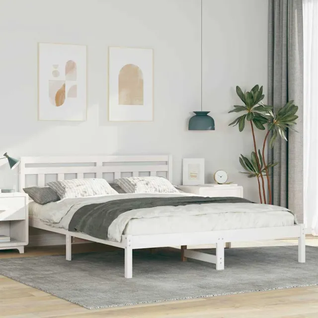 vidaXL Bedframe Wit 140 x 200 cm Massief grenenhout