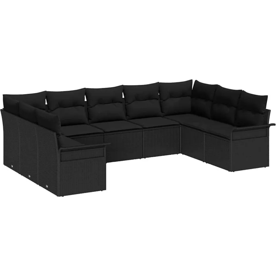 vidaXL Tuin Sofa Set 9 st Zwart poly rattan