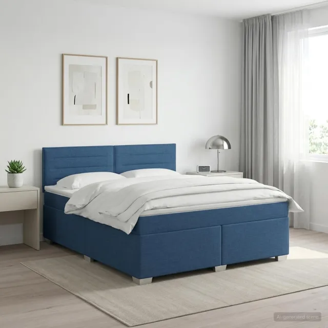 vidaXL Boxspringbed met matras met hoofdeinde Blauw 160 x 200 cm Stof