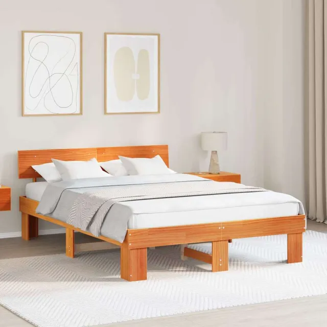 vidaXL Bedframe Wasbruin 140 x 200 cm Massief grenenhout