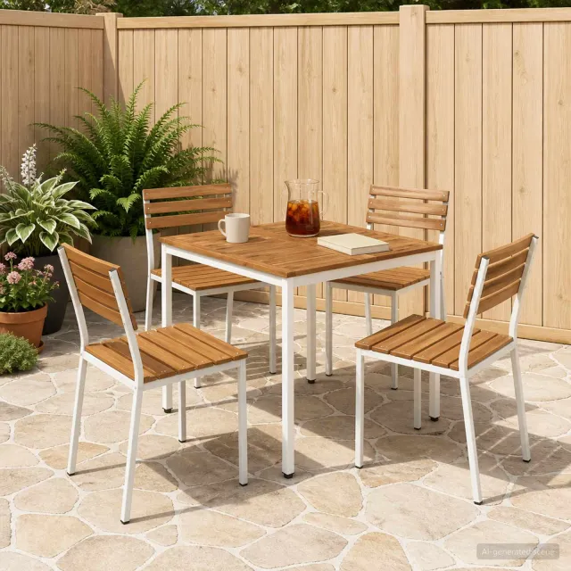 vidaXL Tuindiner tafel NAARDEN Natuurlijk en Wit 80 x 80,5 x 75 cm Bruin