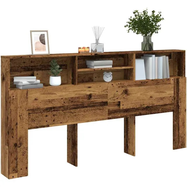 vidaXL Hoofdbordkast 200x19x103,5 cm bewerkt hout oud houtkleurig Bruin