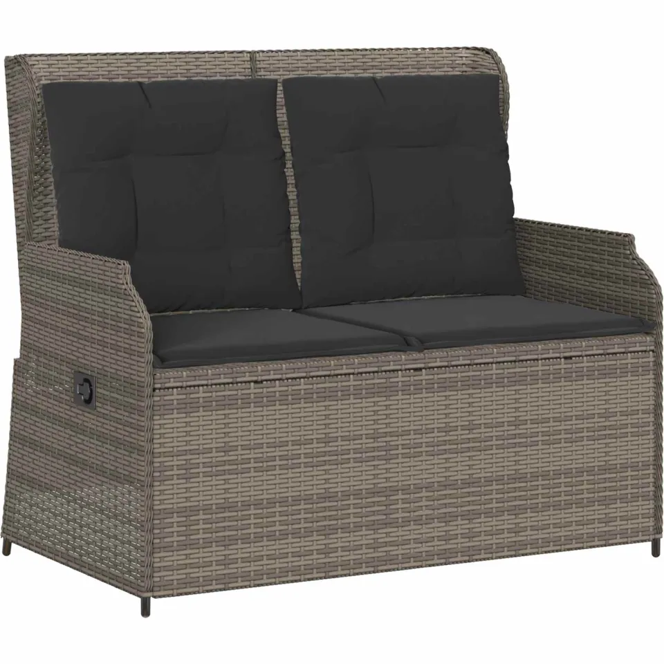vidaXL Tuinbank Grijs poly rattan