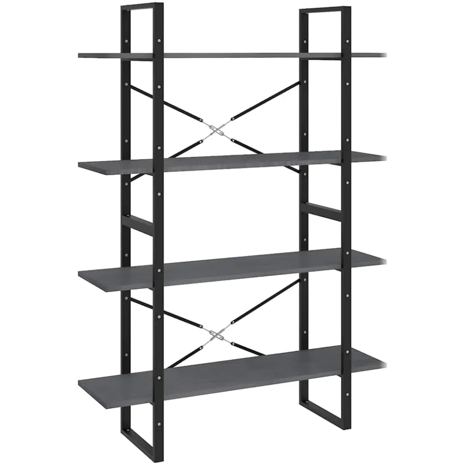 vidaXL Boekenkast met 4 schappen 100x30x140 cm grenenhout grijs