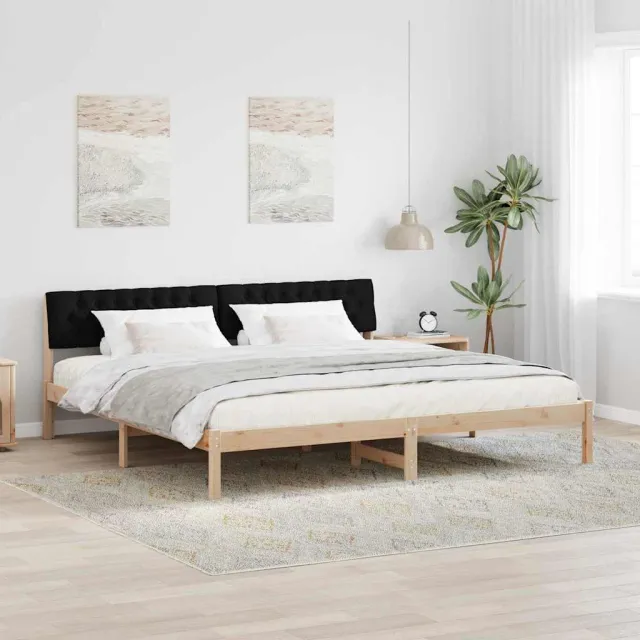 vidaXL Bedframe Bruin en zwart 200 x 200 cm Massief grenenhout