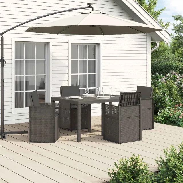 vidaXL Tuin eettafelset 5 st Lichtgrijs en antracietkleurig PP, foto 2