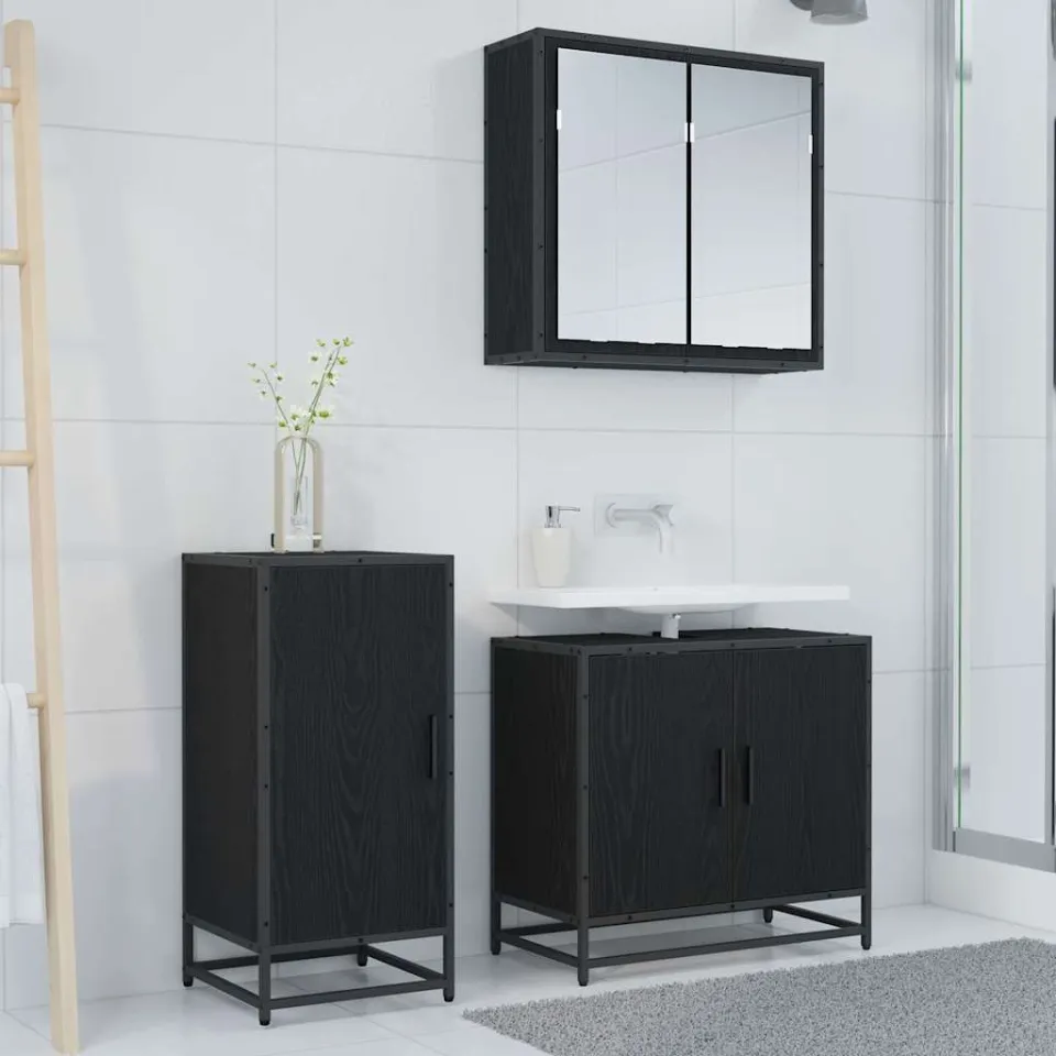 vidaXL Dressoir Zwart Eiken 35,5 x 35 x 76 cm, foto 4