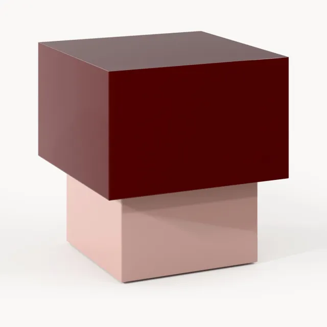 Westwing Collection Vierkante bijzettafel Alessa Roze, Wijnrood
