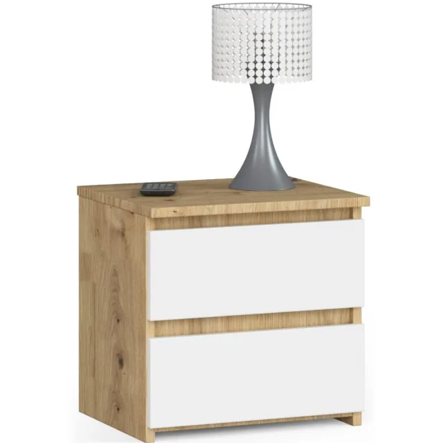 Nachtkastje CL2 met 2 Lades / AKORD Furniture Factory / Artisan Eik - Wit / 40 x 40 x 35 cm