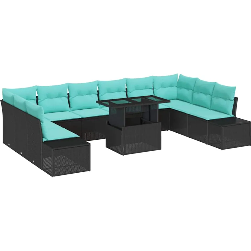 vidaXL Tuin Sofa Set 11 st Zwart poly rattan