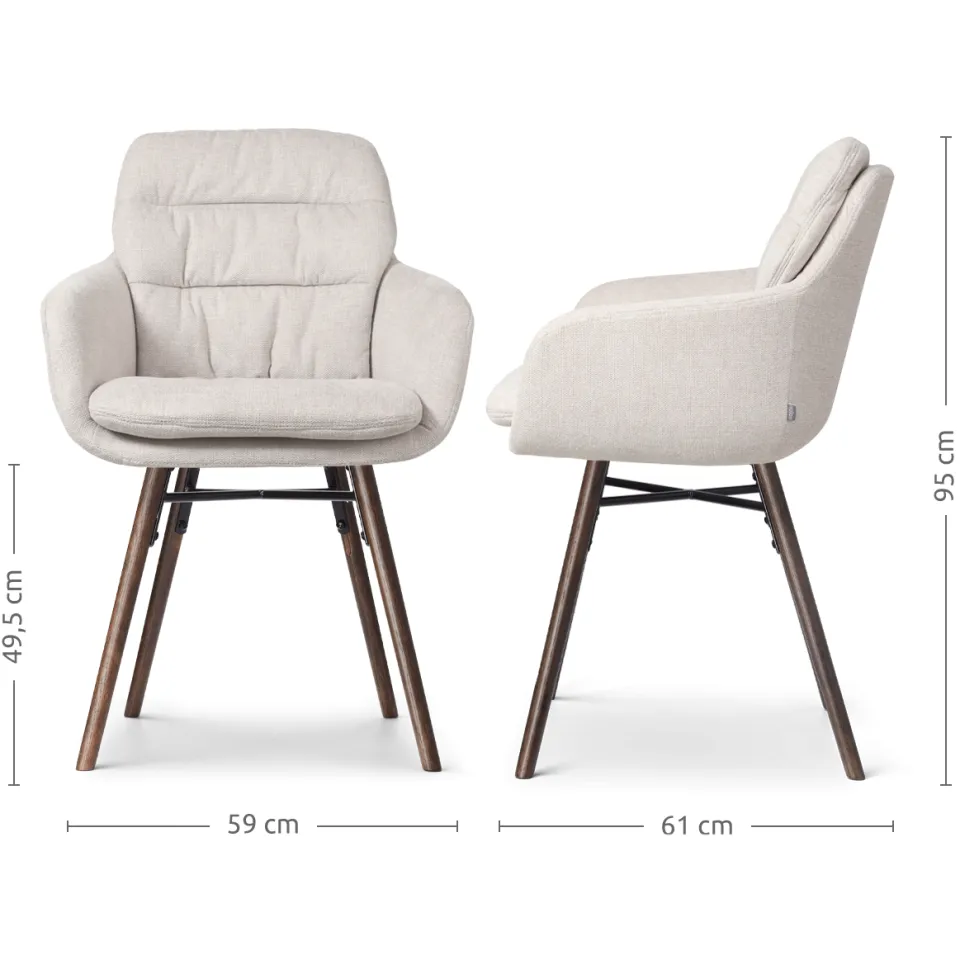 Nolon Nena-Mia eetkamerstoel beige - walnoot houten onderstel, foto 3