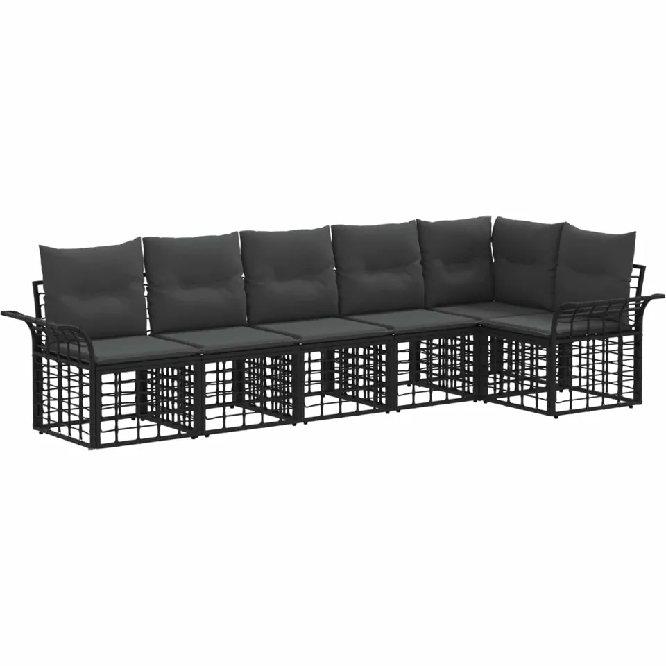 vidaXL Buiten bankenset 6 st Zwart en Donkergrijs Polyester, foto 3