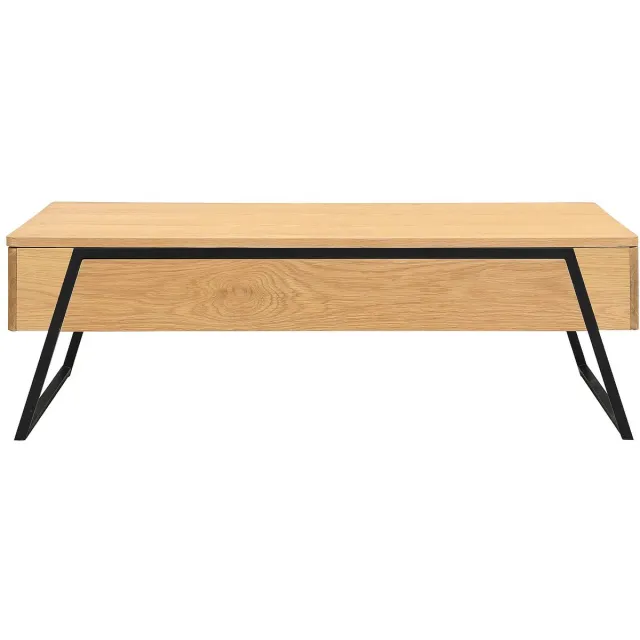 Vente-unique Salontafel met uitklapbaar tafelblad in eiken fineer - Naturel - EBENORA Natuurlijk licht