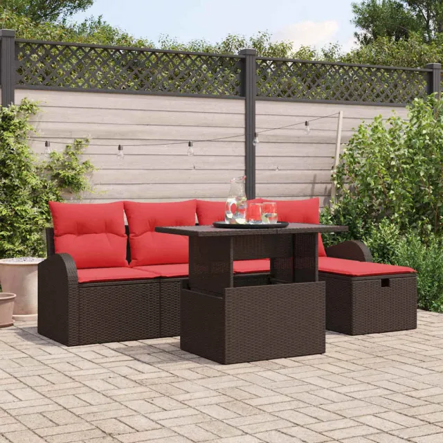 vidaXL Tuin Sofa Set 6 st Bruin poly rattan, foto 2