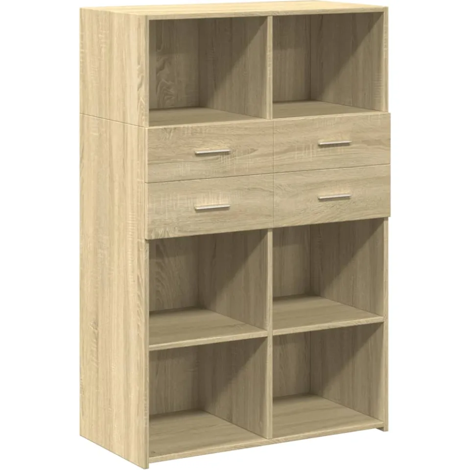 vidaXL Hoge kast 80x42,5x124 cm bewerkt hout sonoma eikenkleurig, foto 3
