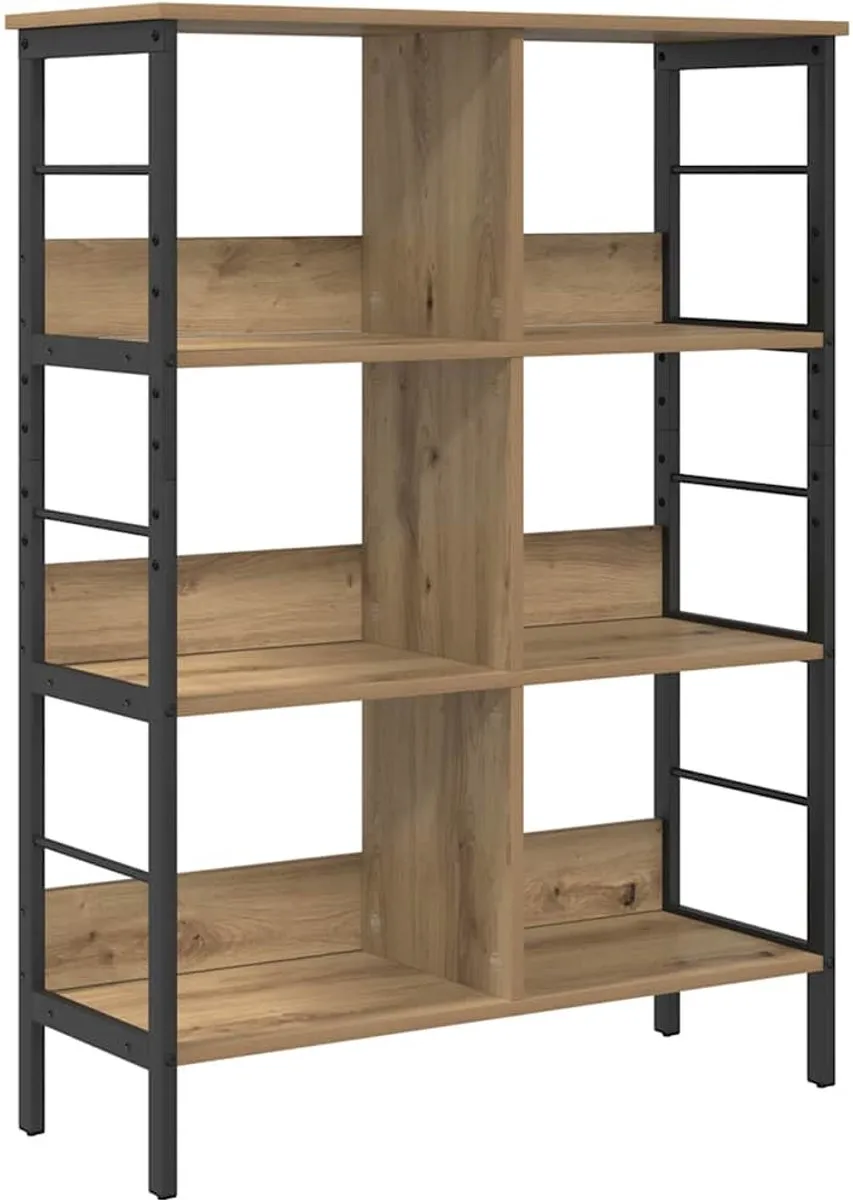 vidaXL Boekenkast 6-laags 82 x 32 x 112 cm Bewerkt hout Artisan Eiken, foto 3