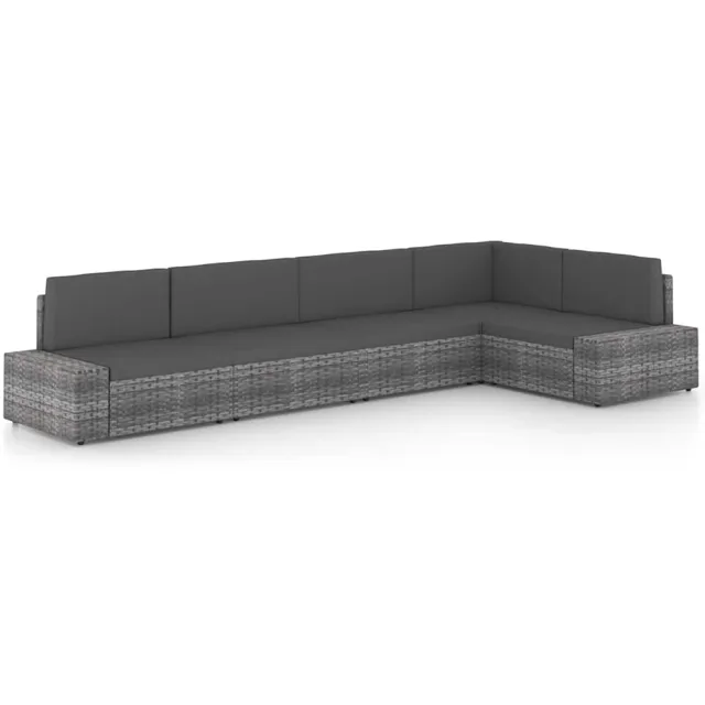 vidaXL 5-delige Loungeset met kussens poly rattan grijs