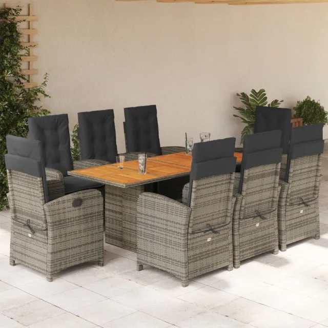vidaXL 9-delige Tuinset met kussens poly rattan grijs, foto 2